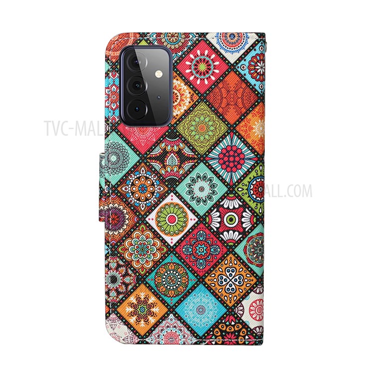 TPU + PU Leather Wallet Stand Phone Case with Lanyard for Samsung Galaxy A72 5G - Special Pattern-3
