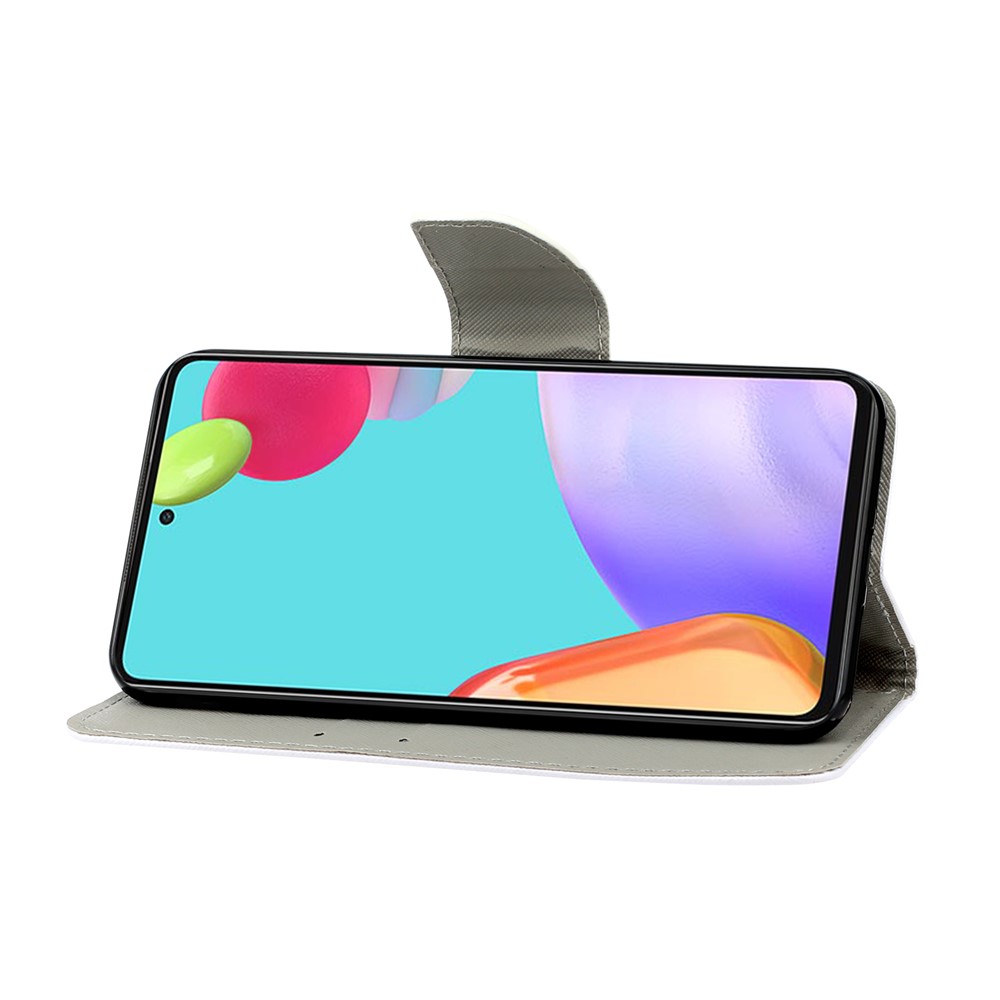 TPU + PU Leather Wallet Stand Phone Case with Lanyard for Samsung Galaxy A52 5G - Flower-5