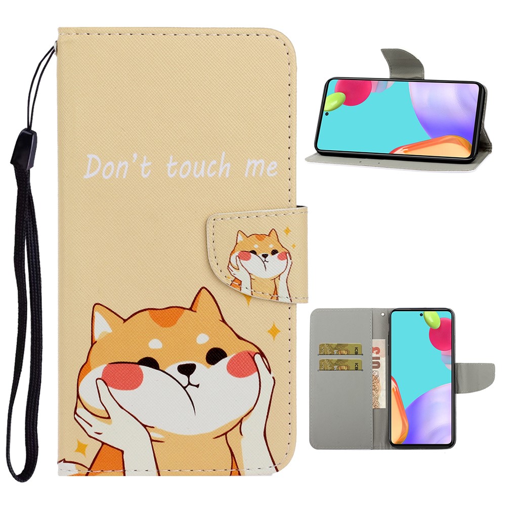 TPU + PU Leather Wallet Stand Phone Case with Lanyard for Samsung Galaxy A52 5G - Cute Cat-1