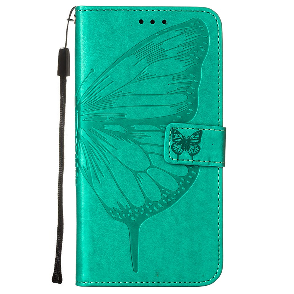 Imprint Butterfly Flower Pattern Wallet Stand Leather Case for Samsung Galaxy A12 - Green-2