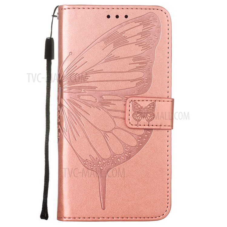 Imprint Butterfly Flower Pattern Wallet Stand Leather Case for Samsung Galaxy A02s (US Version) - Rose Gold-2