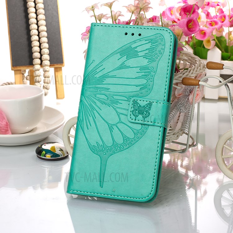 Imprint Butterfly Flower Pattern Wallet Stand Leather Case for Samsung Galaxy S21 Ultra 5G - Green-7