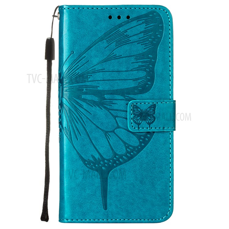 Imprint Butterfly Flower Pattern Wallet Stand Leather Case for Samsung Galaxy S21 Ultra - Blue-2
