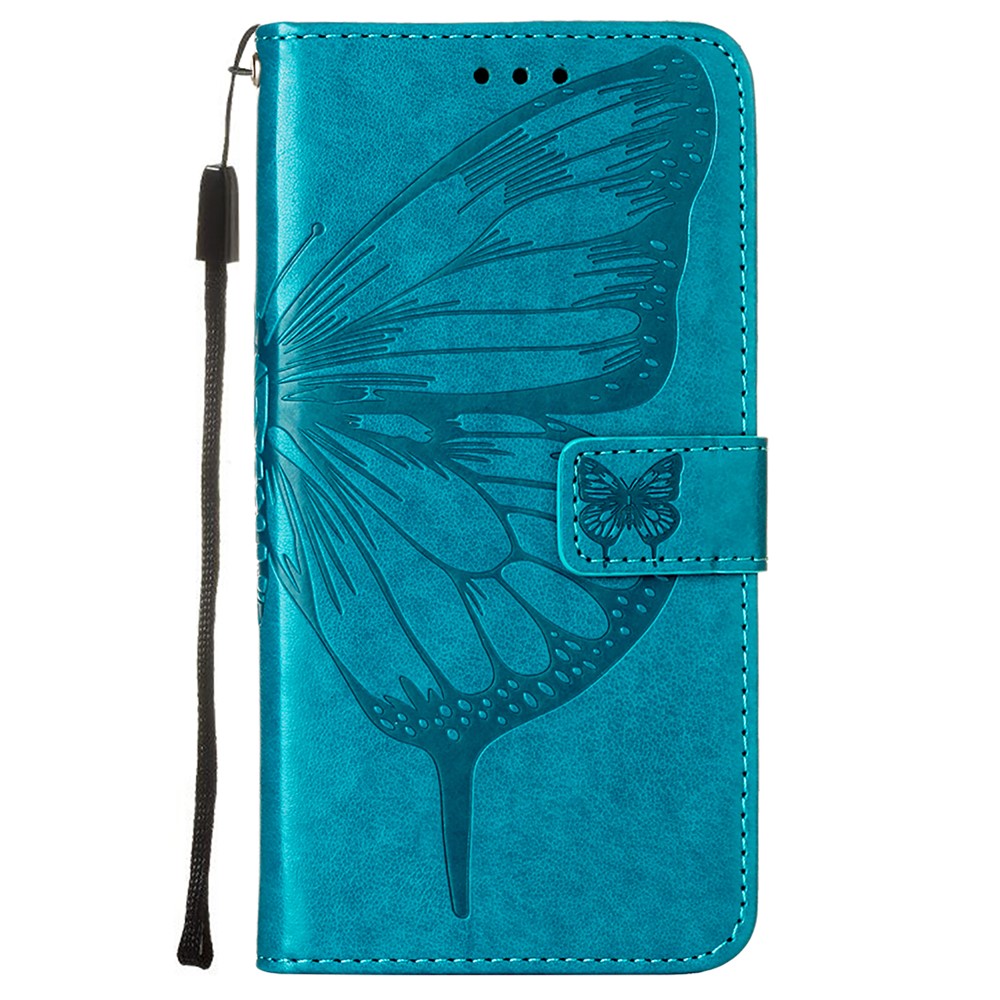 Imprint Butterfly Flower Pattern Wallet Stand Leather Case for Samsung Galaxy S21 5G - Blue-2