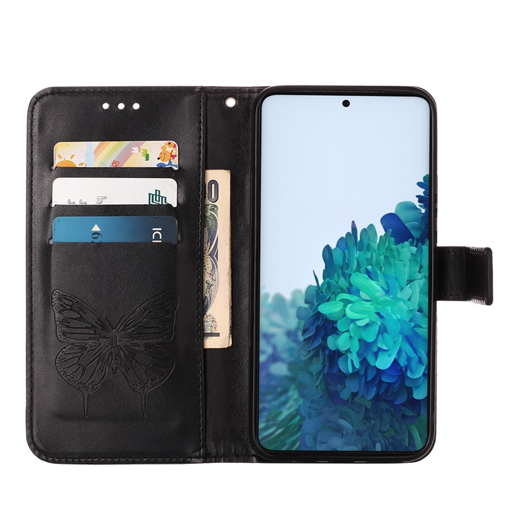 Imprint Butterfly Flower Pattern Wallet Stand Leather Case for Samsung Galaxy S21 5G - Black-6