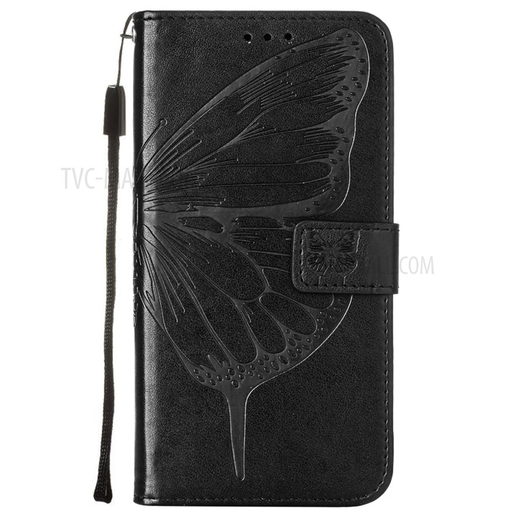 Imprint Butterfly Flower Pattern Wallet Stand Leather Case for Samsung Galaxy A42 5G - Black-2