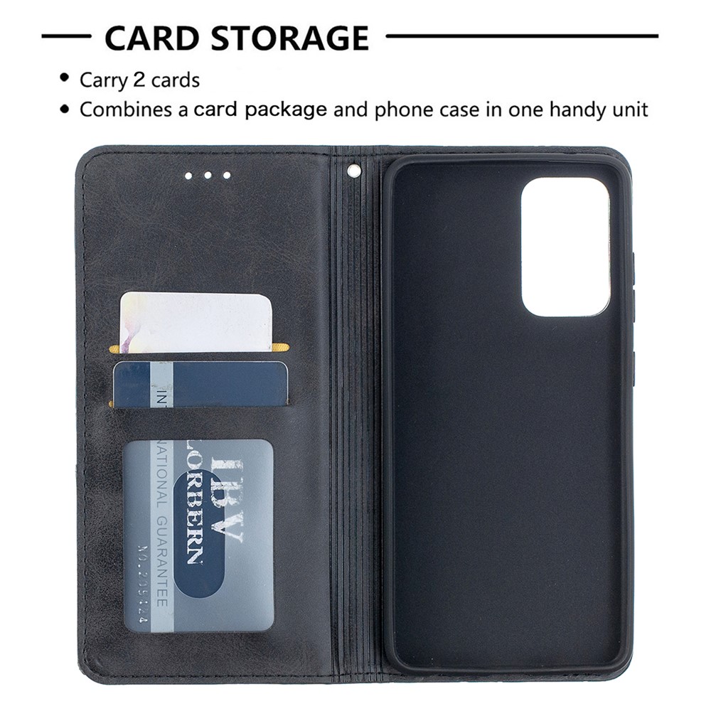 For Samsung Galaxy A52 5G Geometric Pattern Leather Stand Case Card Holder Shell - Black-2