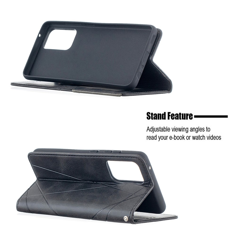 For Samsung Galaxy A52 5G Geometric Pattern Leather Stand Case Card Holder Shell - Black-3