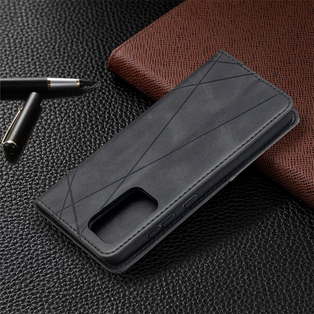 For Samsung Galaxy A52 5G Geometric Pattern Leather Stand Case Card Holder Shell - Black-7