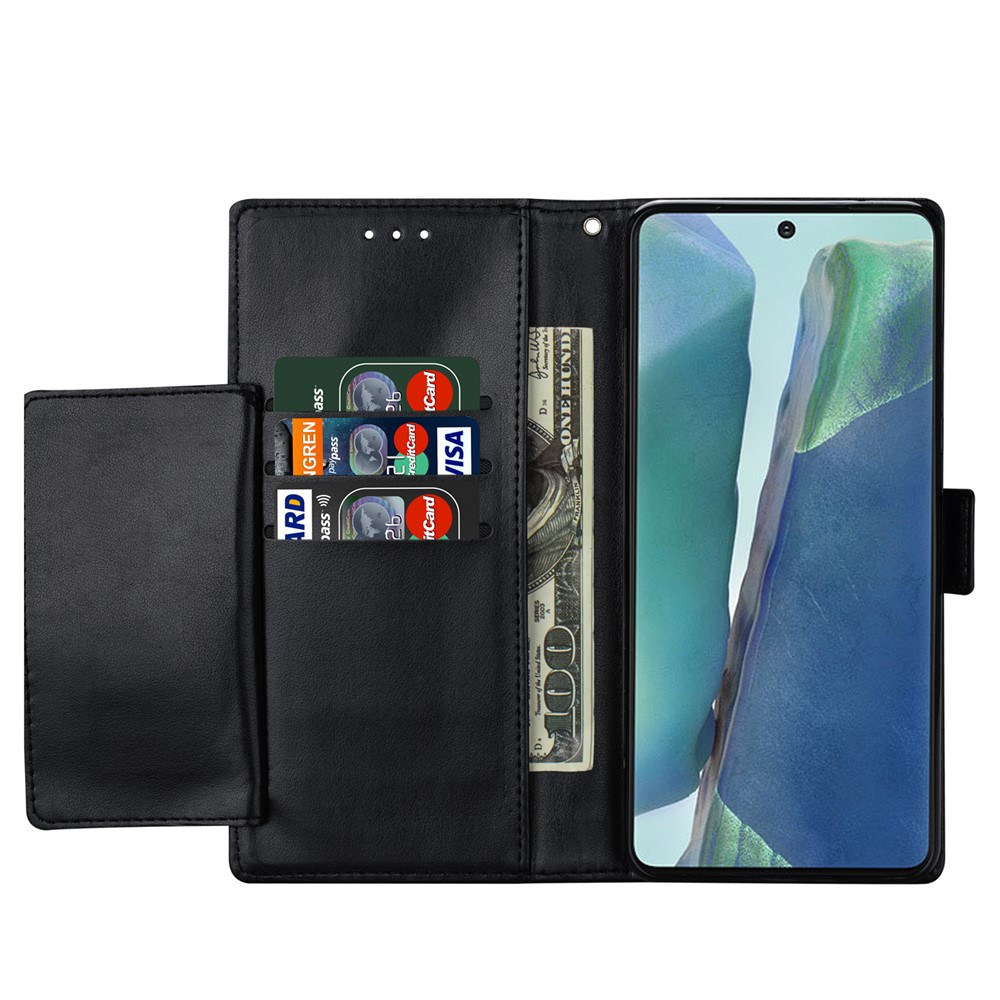Flower Patterned PU Leather + TPU Wallet Stand Phone Shell for Samsung Galaxy S21 Ultra 5G - Black-8