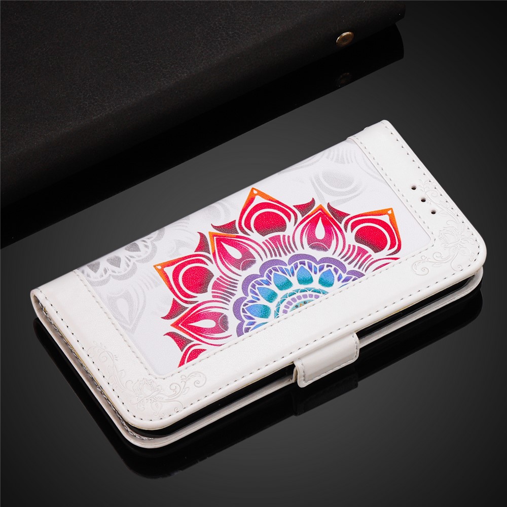 Flower Patterned PU Leather Wallet Stand Cell Phone Shell with Lanyard for Samsung Galaxy S21+ 5G - White-11