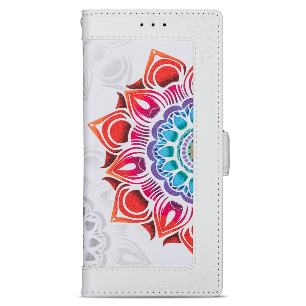 Flower Patterned PU Leather Wallet Stand Cell Phone Shell with Lanyard for Samsung Galaxy S21+ 5G - White-2