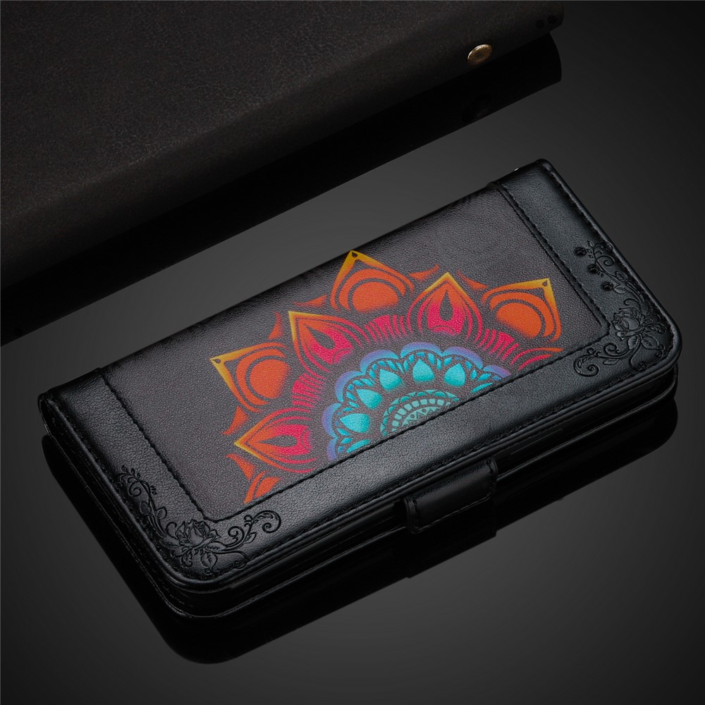 Flower Pattern Printing PU Leather + TPU Wallet Stand Shell for Samsung Galaxy S21 5G Cover - Black-11