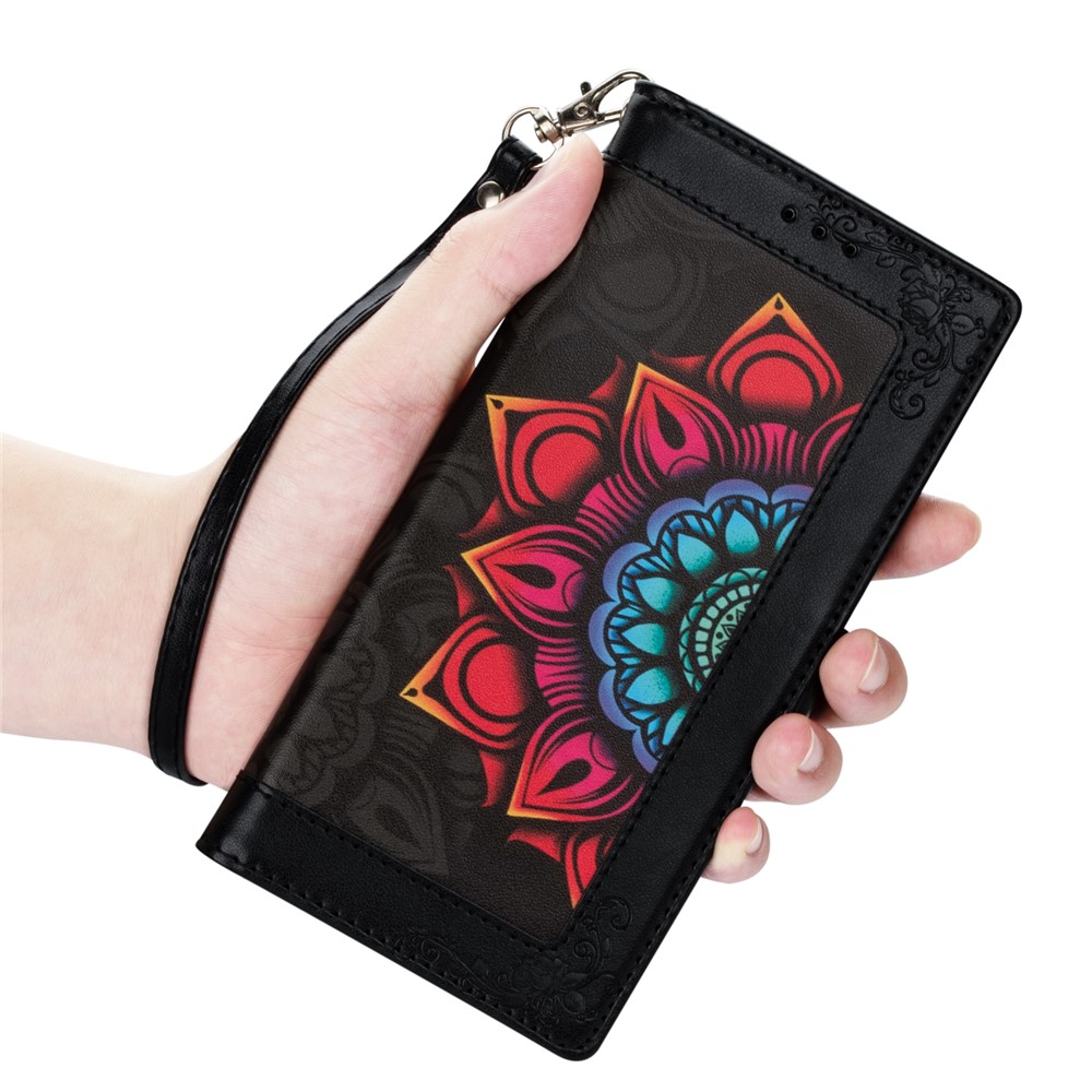 Flower Pattern Printing PU Leather + TPU Wallet Stand Shell for Samsung Galaxy S21 5G Cover - Black-7