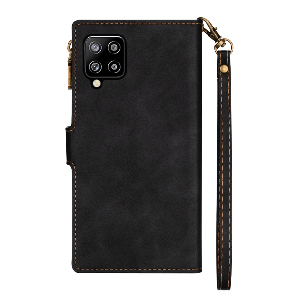 Wallet Phone Case PU Leather Coated TPU Cover for Samsung Galaxy A12 - Black-3