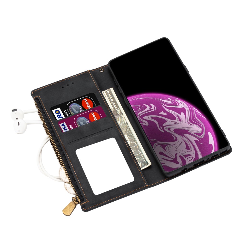 Wallet Phone Case PU Leather Coated TPU Cover for Samsung Galaxy A12 - Black-6