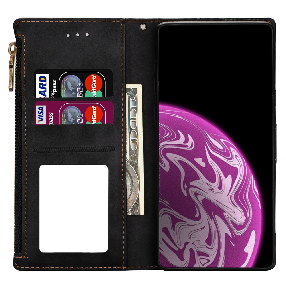 Wallet Phone Case PU Leather Coated TPU Cover for Samsung Galaxy A12 - Black-7