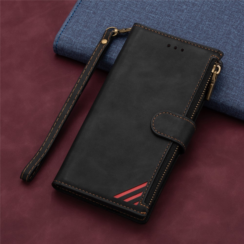 Wallet Phone Case PU Leather Coated TPU Cover for Samsung Galaxy A12 - Black-8