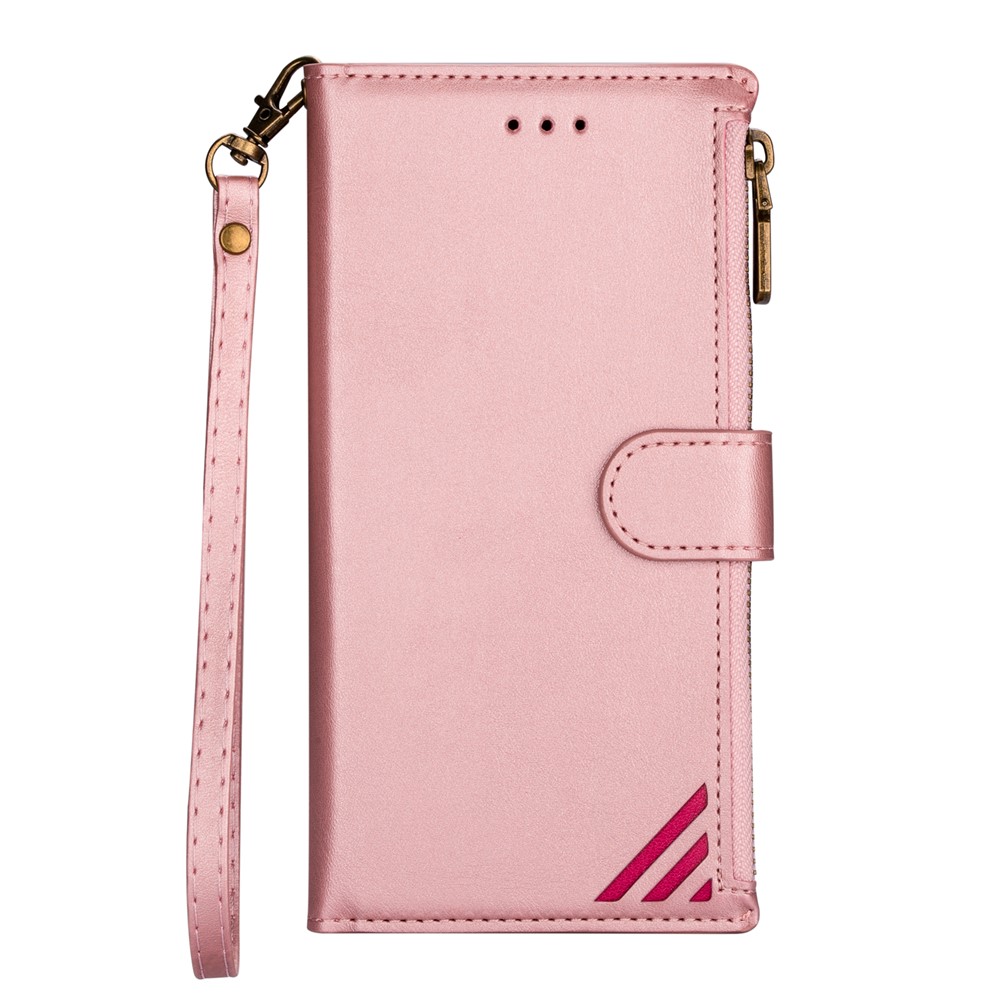 Wallet Phone Case PU Leather Coated TPU Cover for Samsung Galaxy A12 - Rose Gold-2