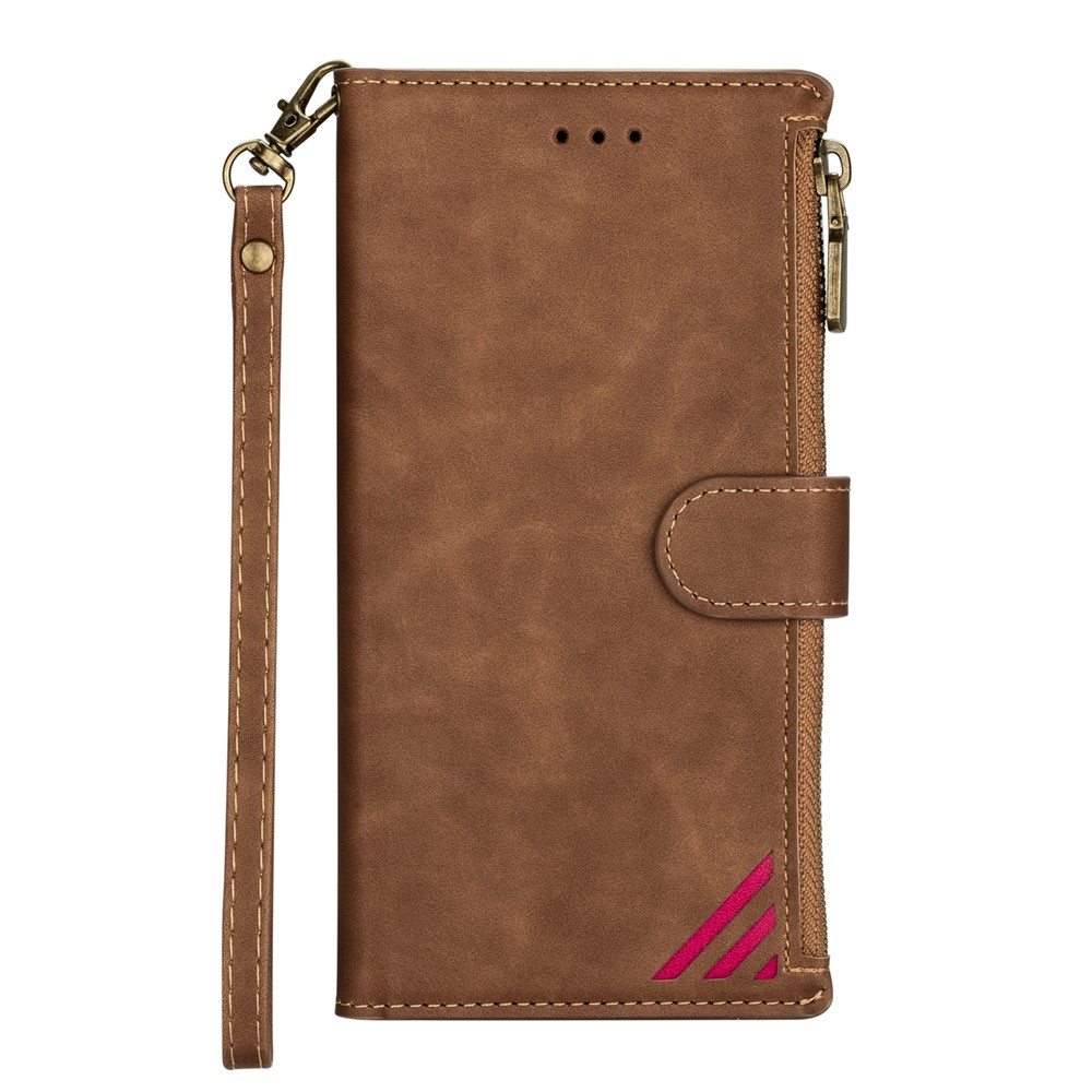Wallet Phone Case PU Leather Coated TPU Cover for Samsung Galaxy A12 - Brown-2