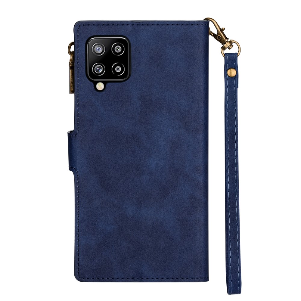 Wallet Phone Case PU Leather Coated TPU Cover for Samsung Galaxy A42 5G - Blue-2