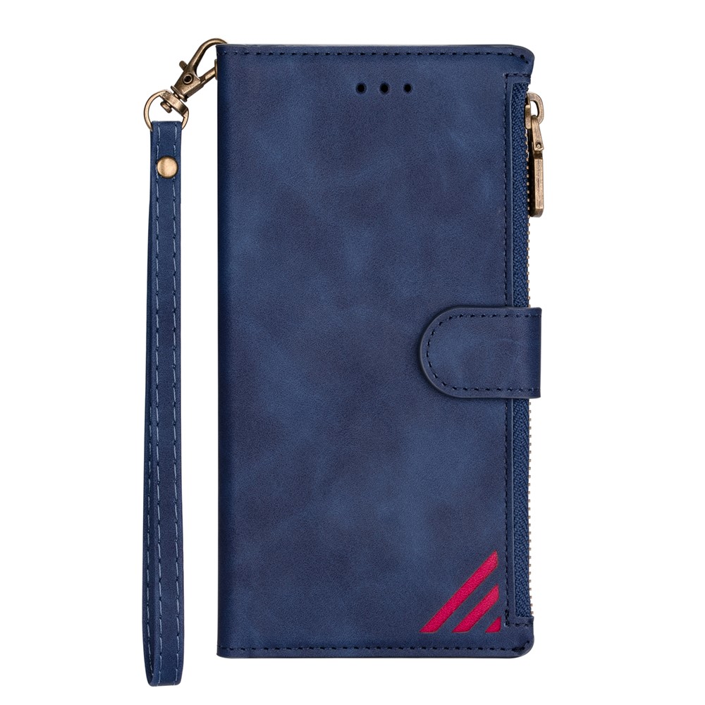 Wallet Phone Case PU Leather Coated TPU Cover for Samsung Galaxy A42 5G - Blue-3