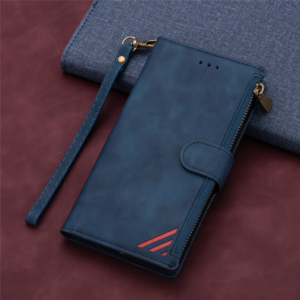Wallet Phone Case PU Leather Coated TPU Cover for Samsung Galaxy A42 5G - Blue-8
