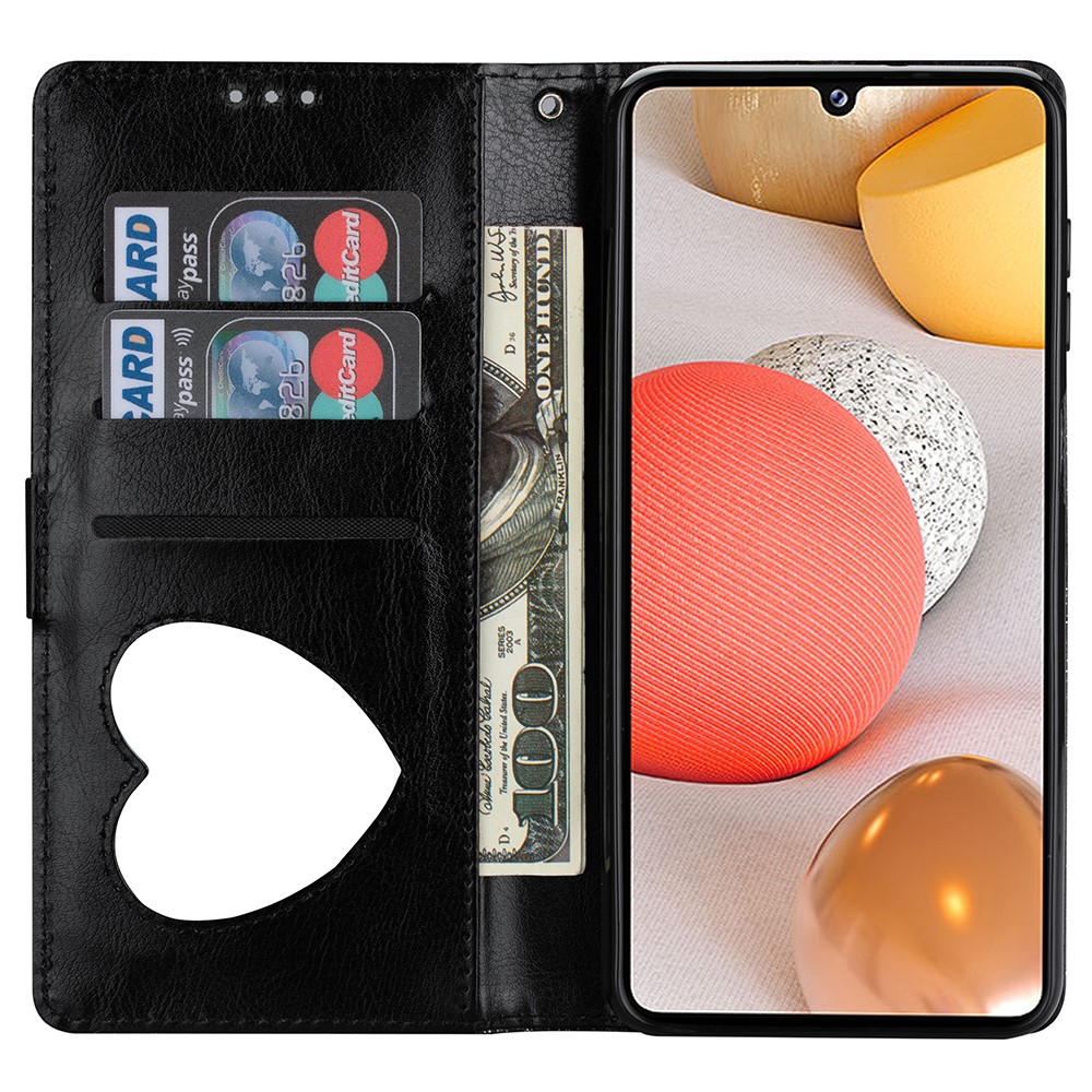 Flash Powder Zipper Pocket Wallet Flip Leather Phone Case with Strap for Samsung Galaxy A42 5G - Black-6