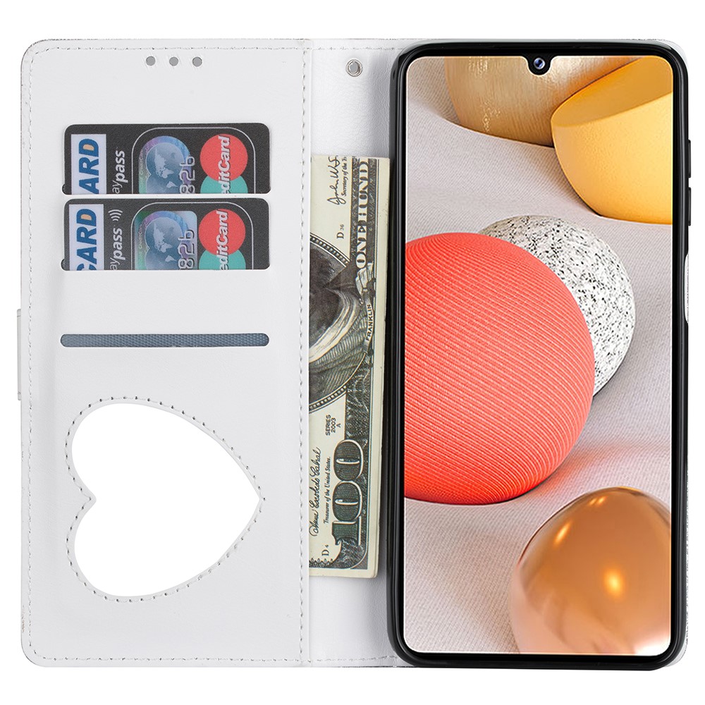 Flash Powder Zipper Pocket Wallet Flip Leather Phone Case with Strap for Samsung Galaxy A42 5G - Silver-6