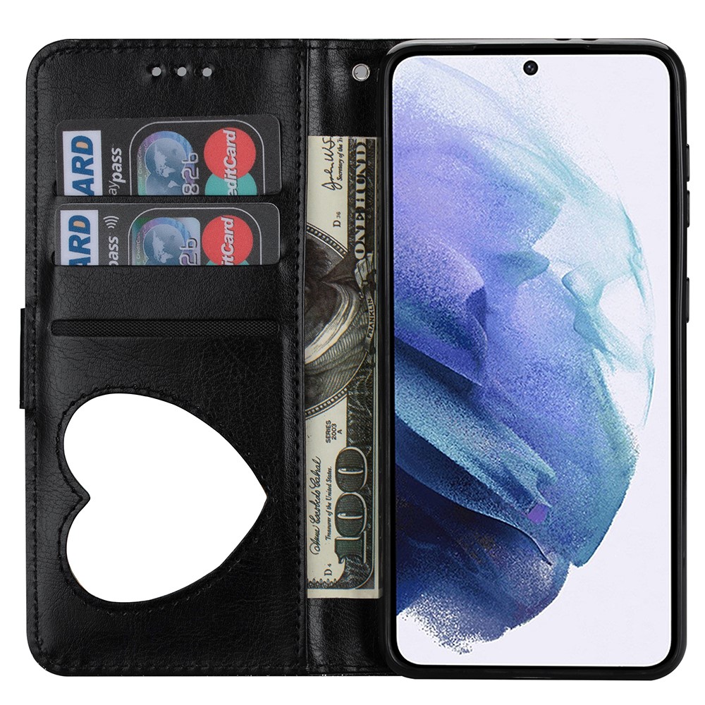 Flash Powder Zipper Pocket Wallet Flip Leather Phone Case with Strap for Samsung Galaxy S21+ - Black-6