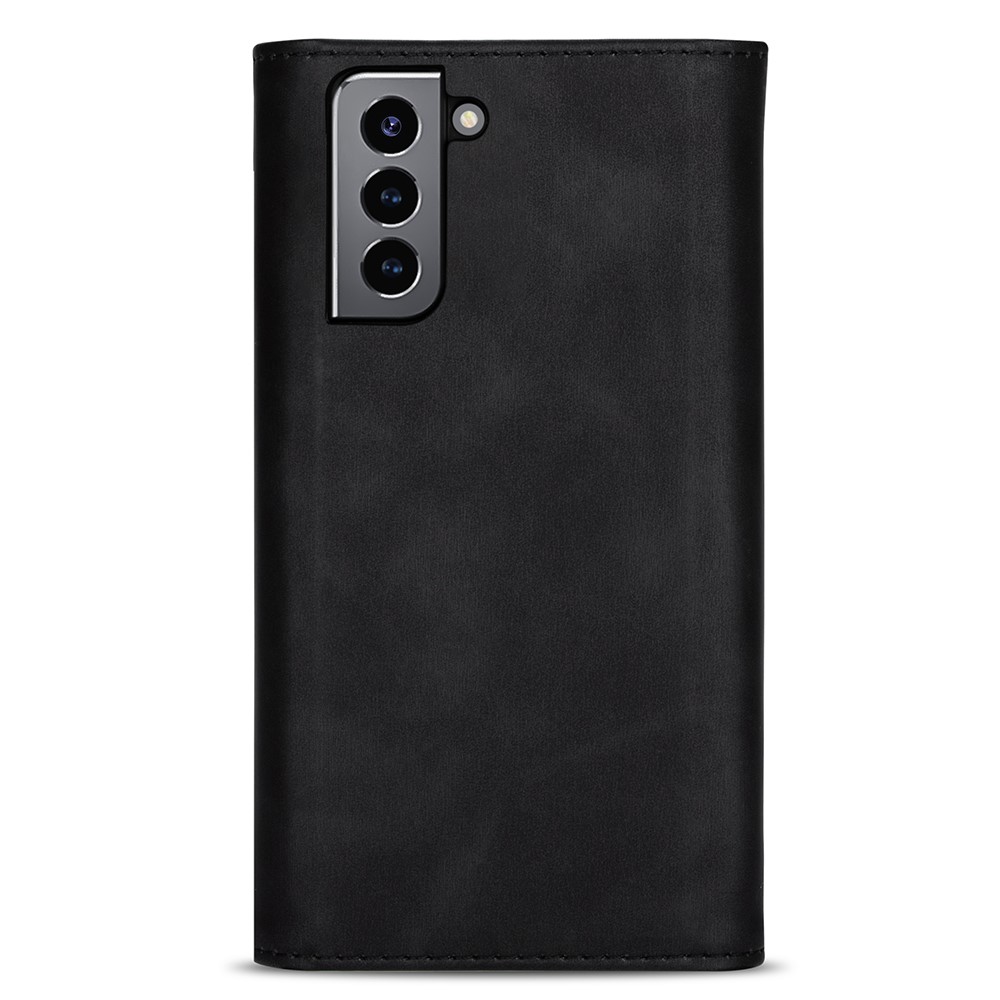Short + Long Strap Zipper Wallet Stand Phone Cover for Samsung Galaxy S21 Plus 5G Leather Shell - Black-3