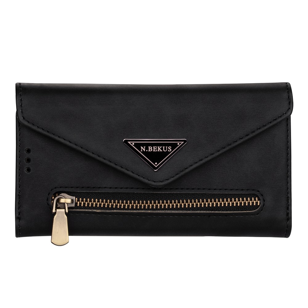 Short + Long Strap Zipper Wallet Stand Phone Cover for Samsung Galaxy S21 Plus 5G Leather Shell - Black-4