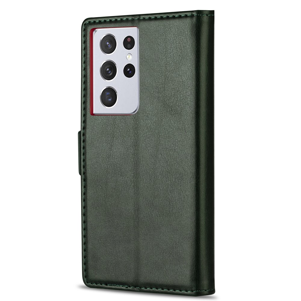 N.BEKUS Skin Feeling PU Leather Wallet Stand Protective Case for Samsung Galaxy S21 Ultra 5G - Green-2