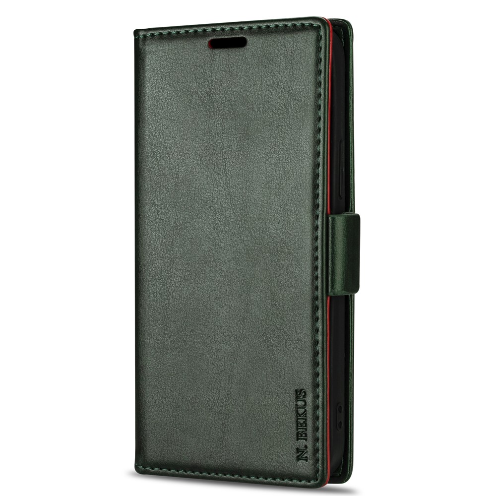 N.BEKUS Skin Feeling PU Leather Wallet Stand Protective Case for Samsung Galaxy S21 Ultra 5G - Green-3