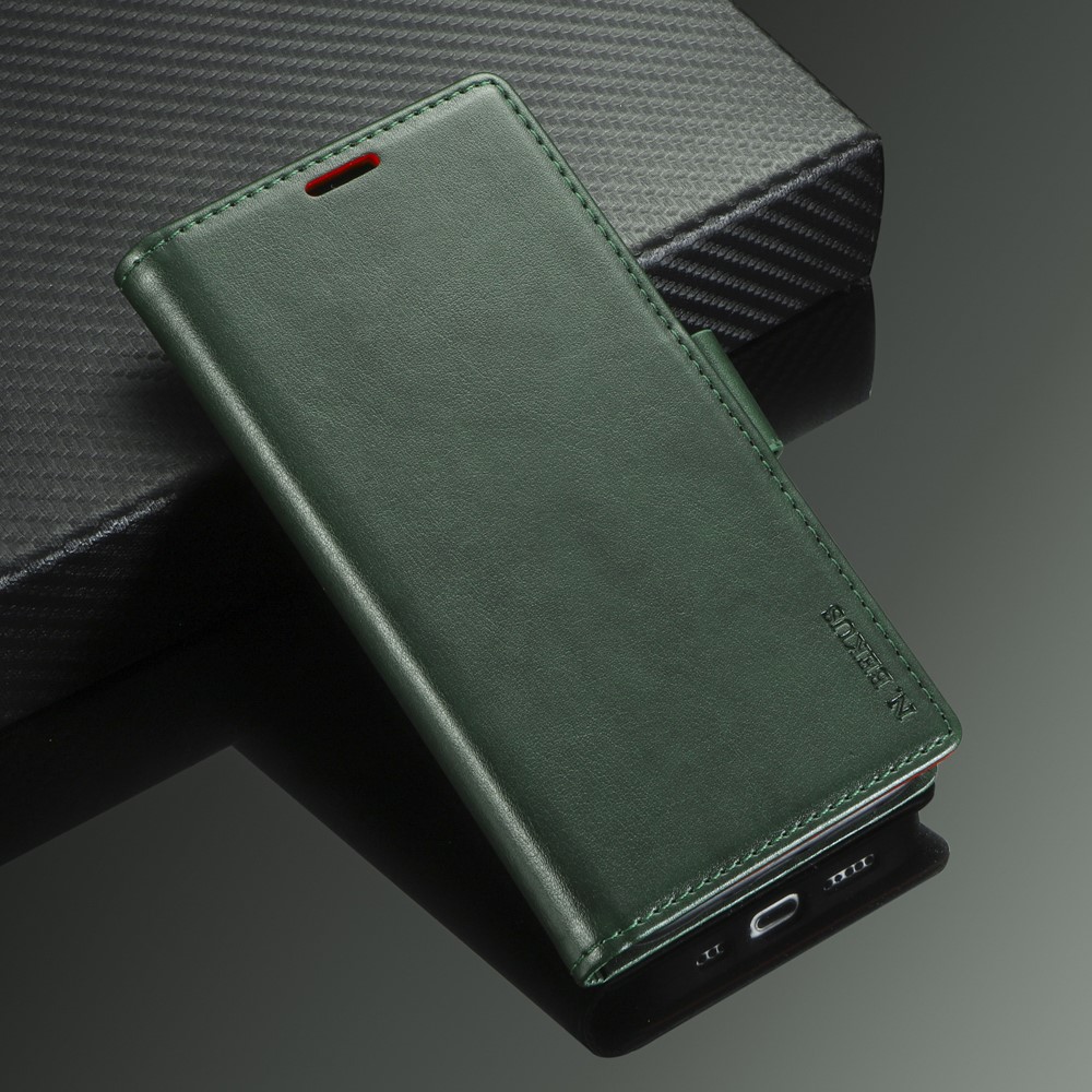 N.BEKUS Skin Feeling PU Leather Wallet Stand Protective Case for Samsung Galaxy S21 Ultra 5G - Green-8