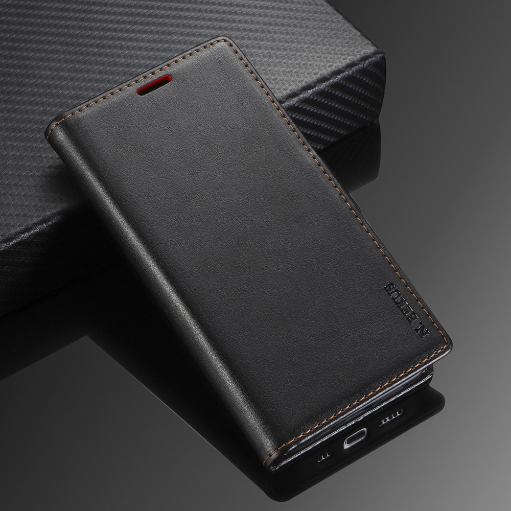 N.BEKUS for Samsung Galaxy S21 Skin Feeling PU Leather Wallet Stand Protective Case - Black-8