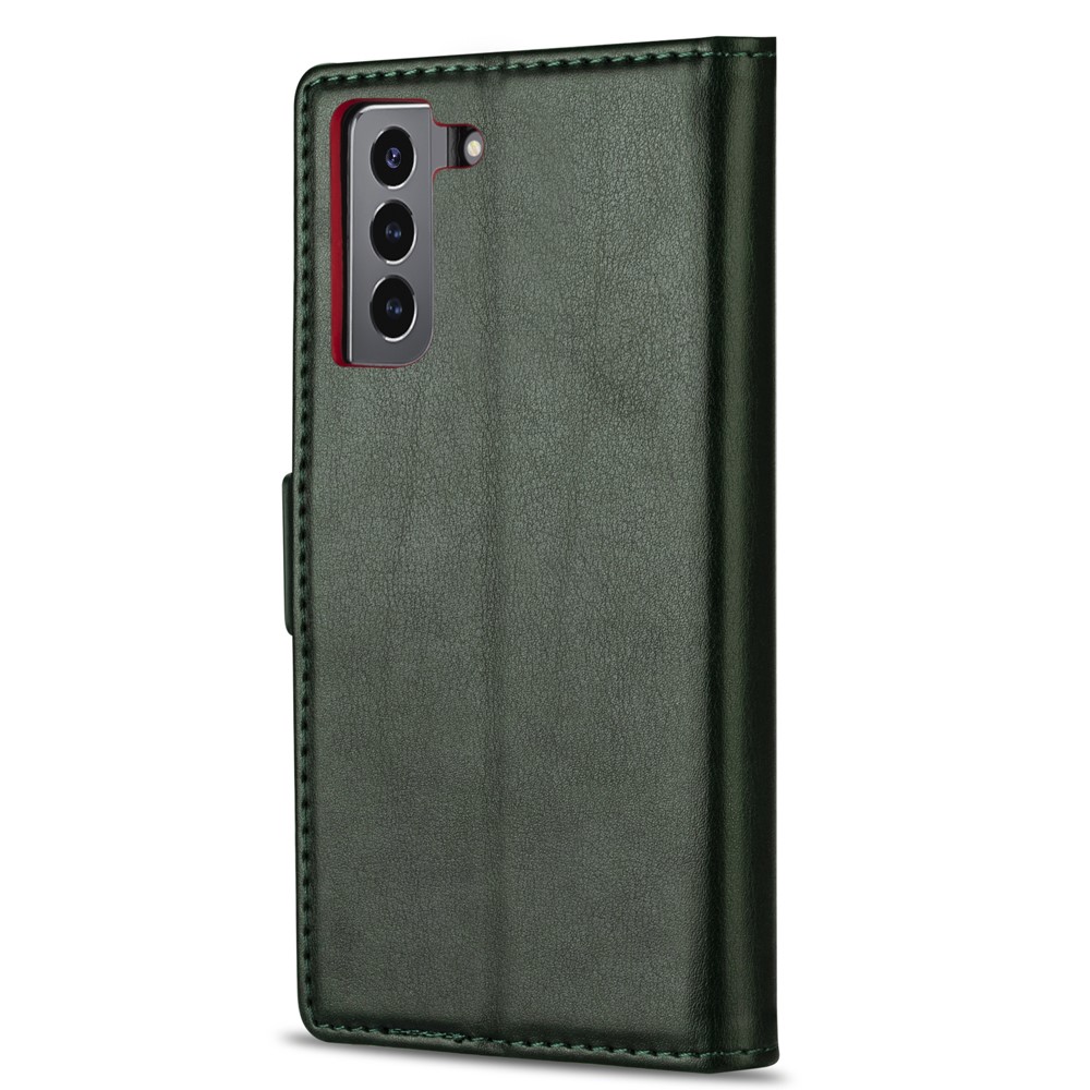 N.BEKUS for Samsung Galaxy S21 Skin Feeling PU Leather Wallet Stand Protective Case - Green-2