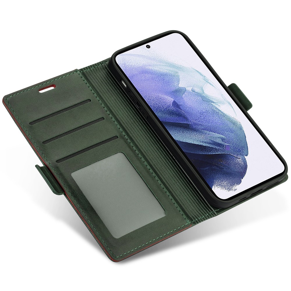 N.BEKUS for Samsung Galaxy S21 Skin Feeling PU Leather Wallet Stand Protective Case - Green-5