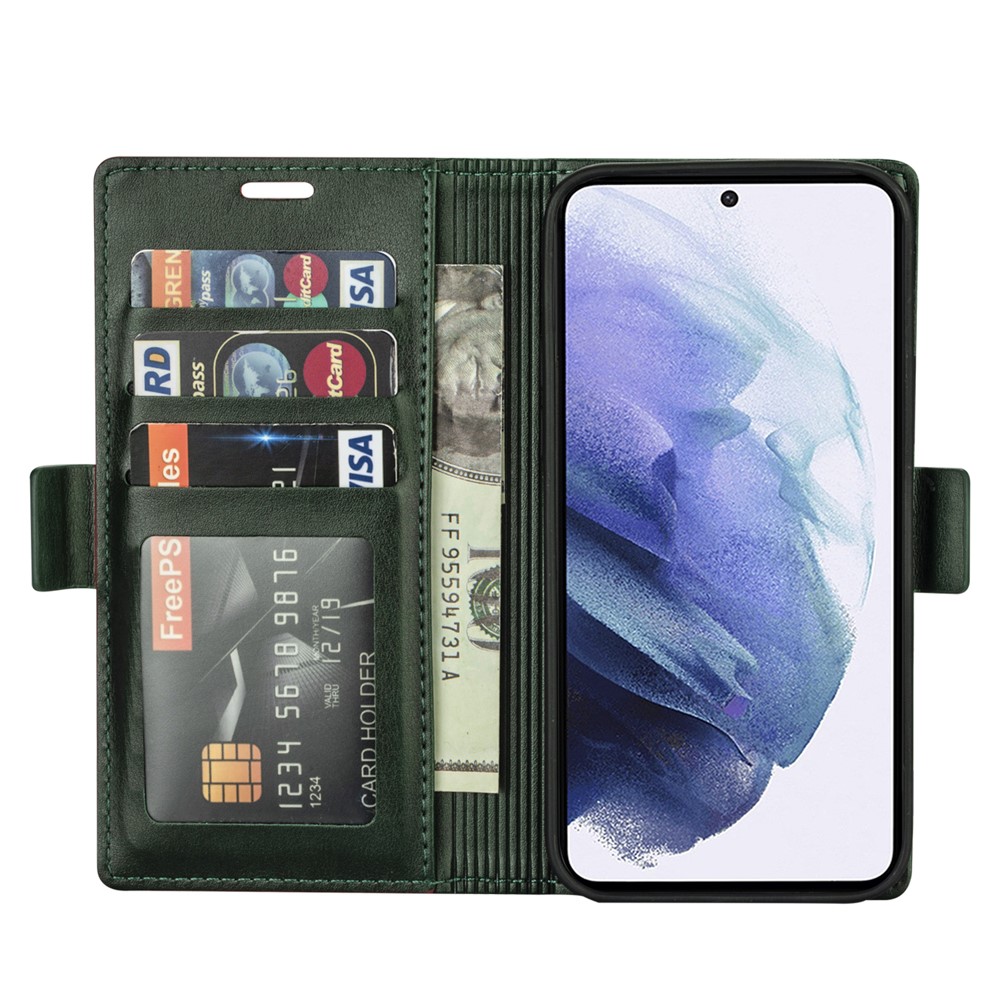 N.BEKUS for Samsung Galaxy S21 Skin Feeling PU Leather Wallet Stand Protective Case - Green-6