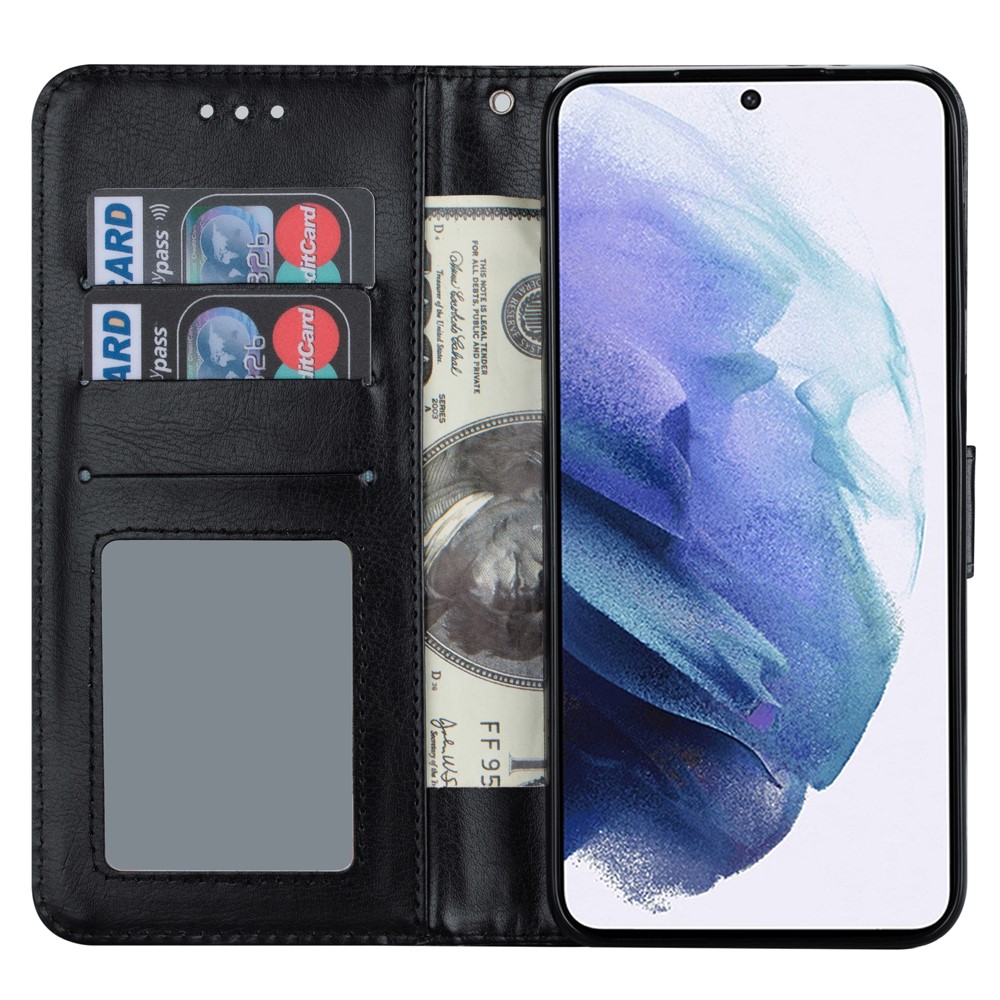 Crazy Horse Texture Leather Shell Wallet Phone Cover for Samsung Galaxy S21+ - Black-4