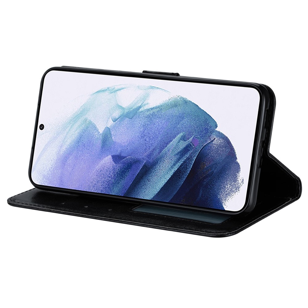 Crazy Horse Texture Leather Shell Wallet Phone Cover for Samsung Galaxy S21+ - Black-5