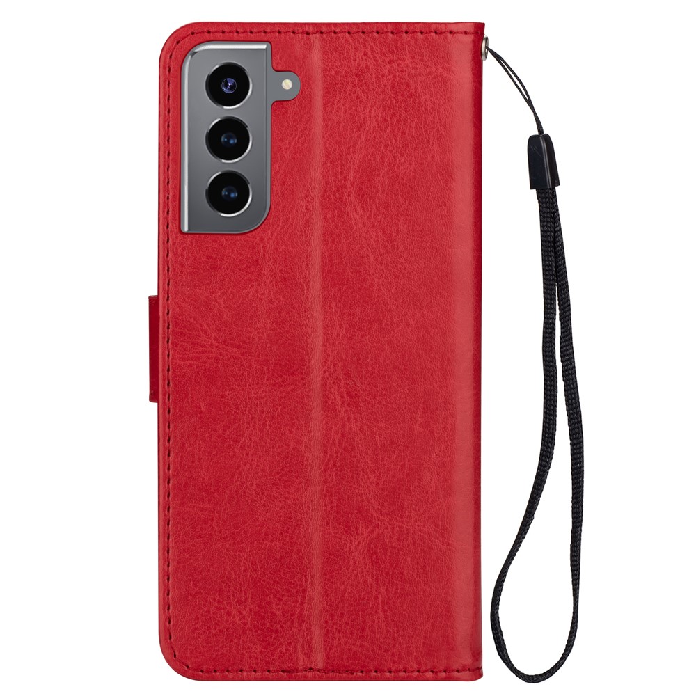 Crazy Horse Texture Leather Shell Wallet Phone Cover for Samsung Galaxy S21+ - Red-3
