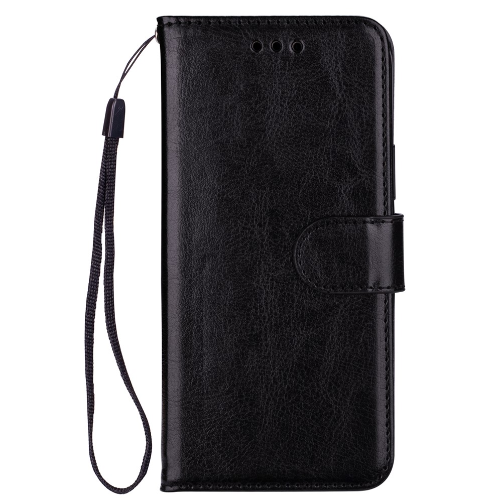 Solid Color Crazy Horse Texture Leather Stand Wallet Cover for Samsung Galaxy S21 Ultra 5G - Black-2