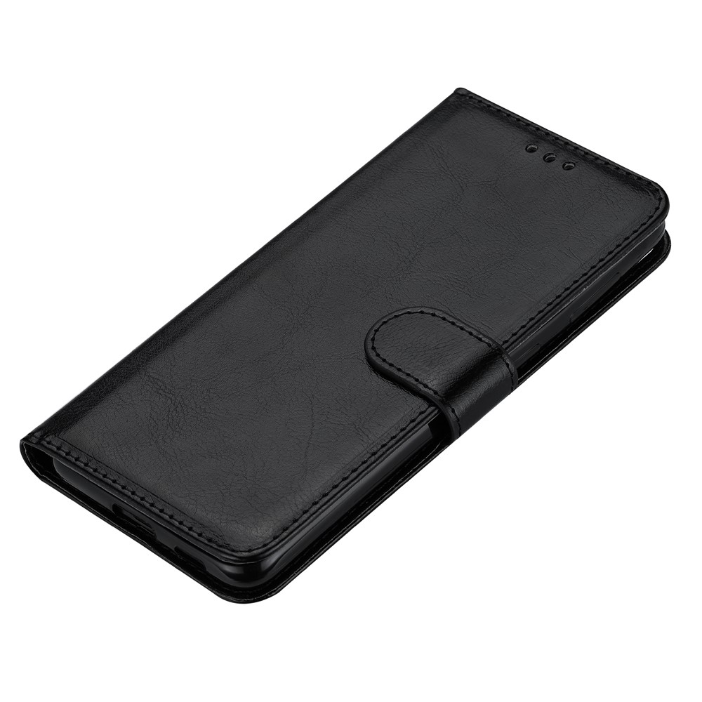 Solid Color Crazy Horse Texture Leather Stand Wallet Cover for Samsung Galaxy S21 Ultra 5G - Black-6