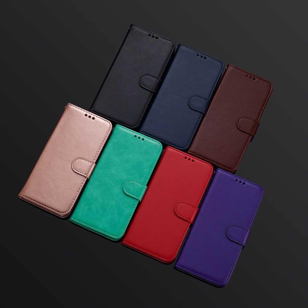Solid Color Crazy Horse Texture Leather Stand Wallet Cover for Samsung Galaxy S21 Ultra 5G - Black-7