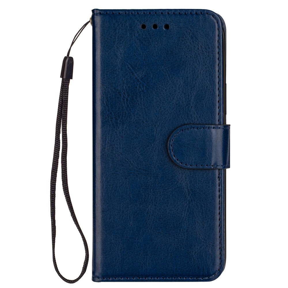 Solid Color Crazy Horse Texture Leather Stand Wallet Shell for Samsung Galaxy S21 5G - Blue-2