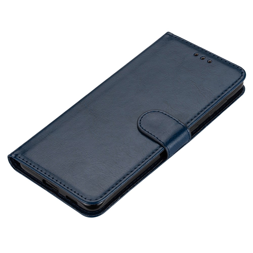 Solid Color Crazy Horse Texture Leather Stand Wallet Shell for Samsung Galaxy S21 5G - Blue-6
