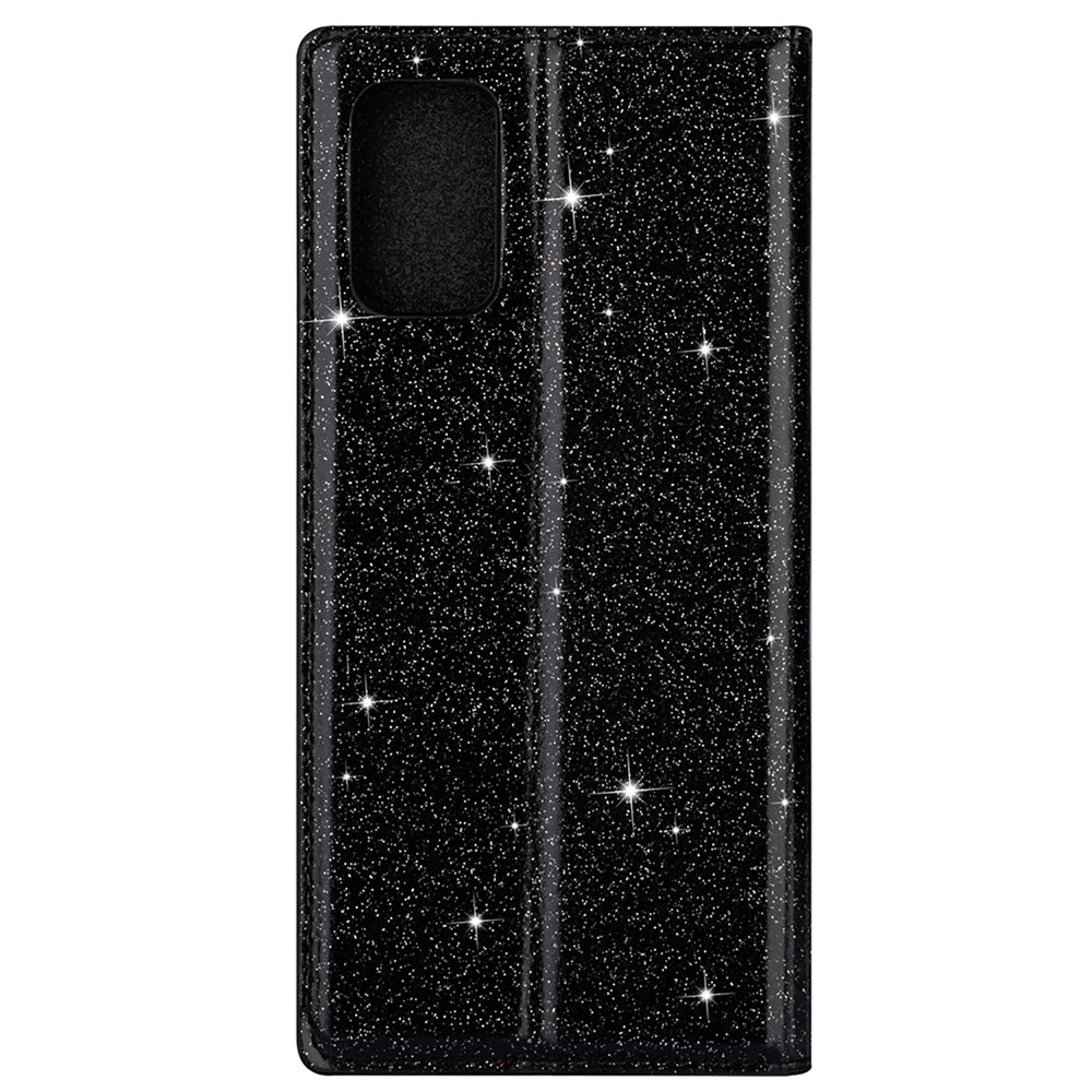 Flash Powder Auto-absorbed Leather Stand Shell for Samsung Galaxy M31s Case - Black-3