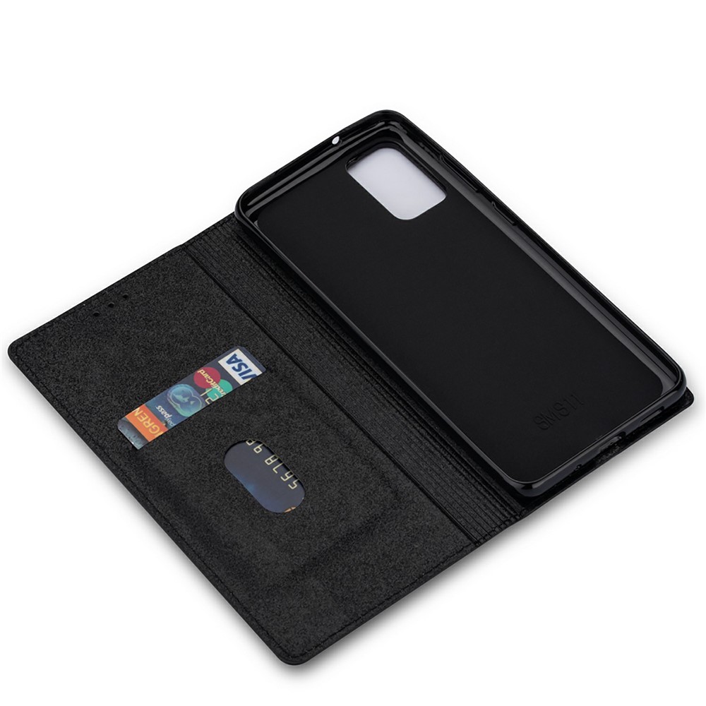 Flash Powder Auto-absorbed Leather Stand Shell for Samsung Galaxy M31s Case - Black-4