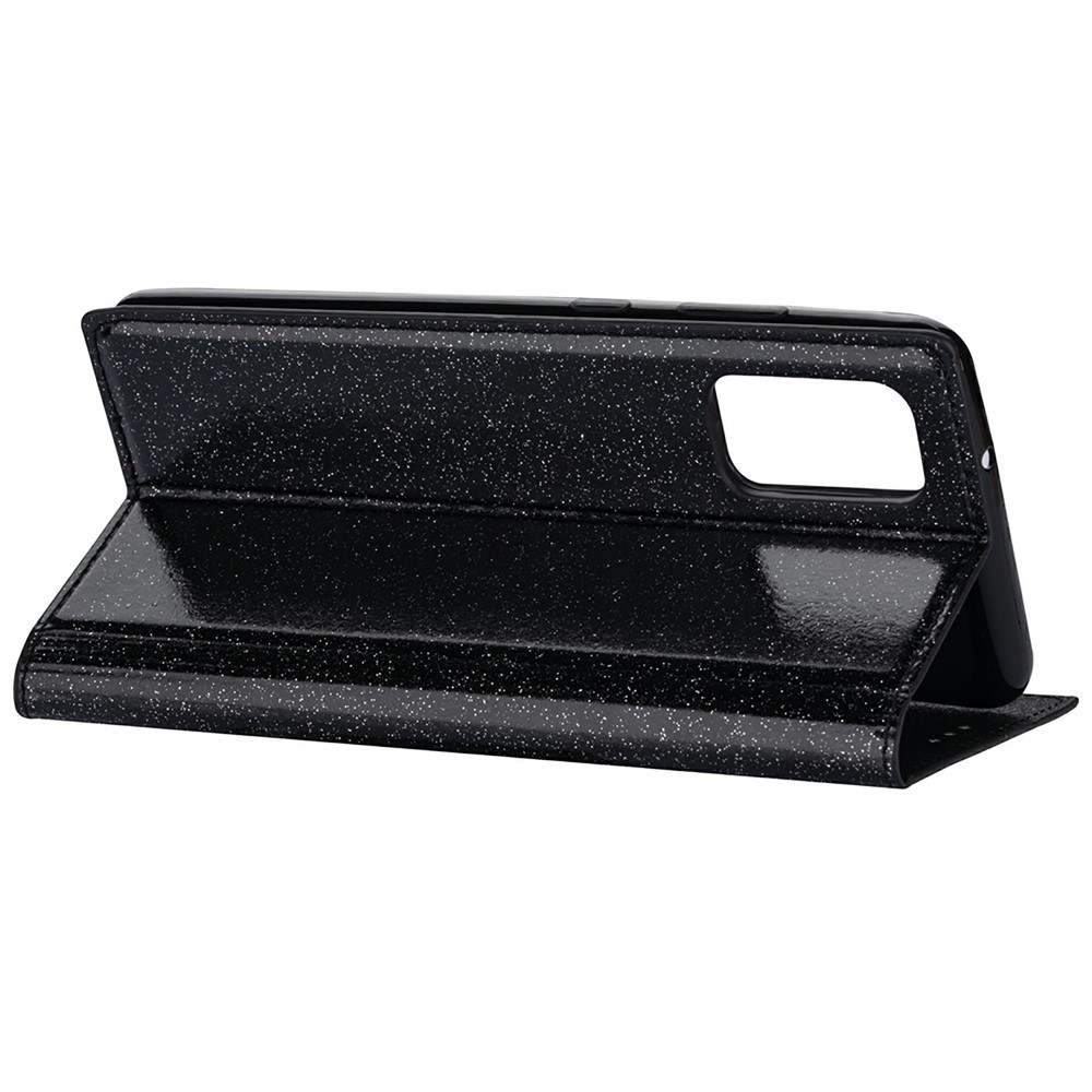 Flash Powder Auto-absorbed Leather Stand Shell for Samsung Galaxy M31s Case - Black-5
